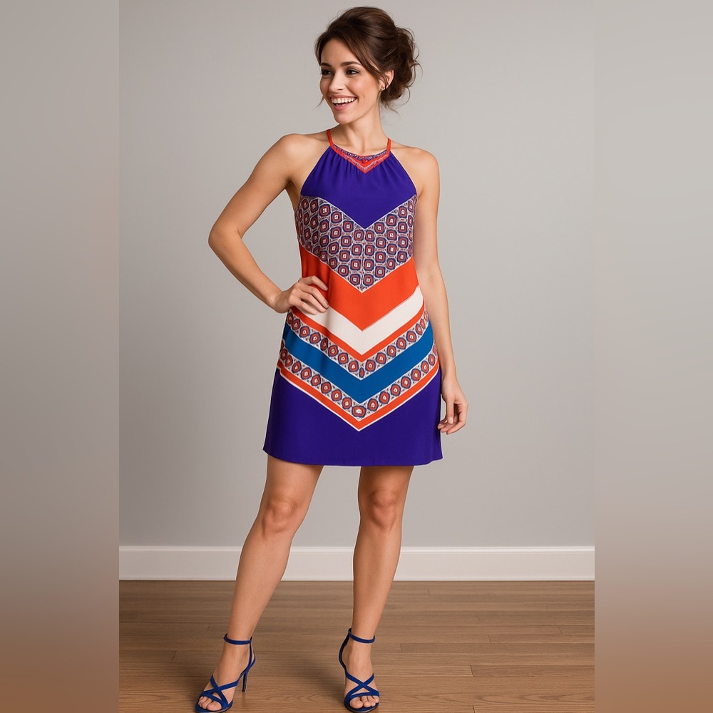 Banana Republic Halter Chevron Dress - Size 8 - Picture 2 of 13